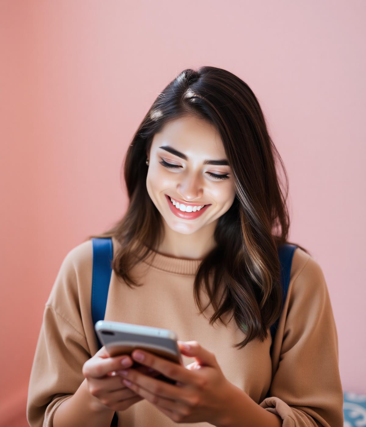 A person smiling while saving an idea on their phone with GetFrogg